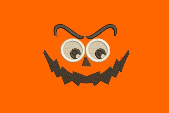 Autumnal Charm: The Pumpkin Face Embroidery Design