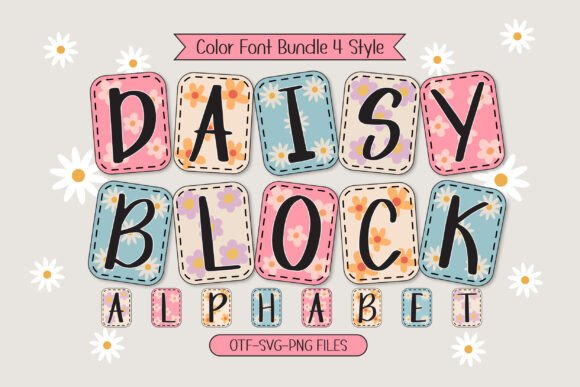 Daisy Block Alphabet: A Vintage Floral Font Collection