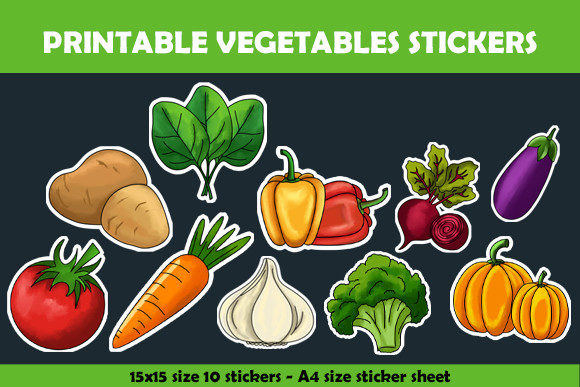 Freshen Your Designs with Printable Vegetables Stickers