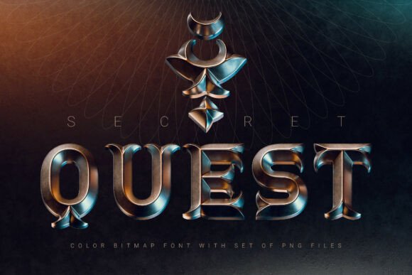 Secret Quest: Elevate Your Design with a Bold 3D Bronze Font